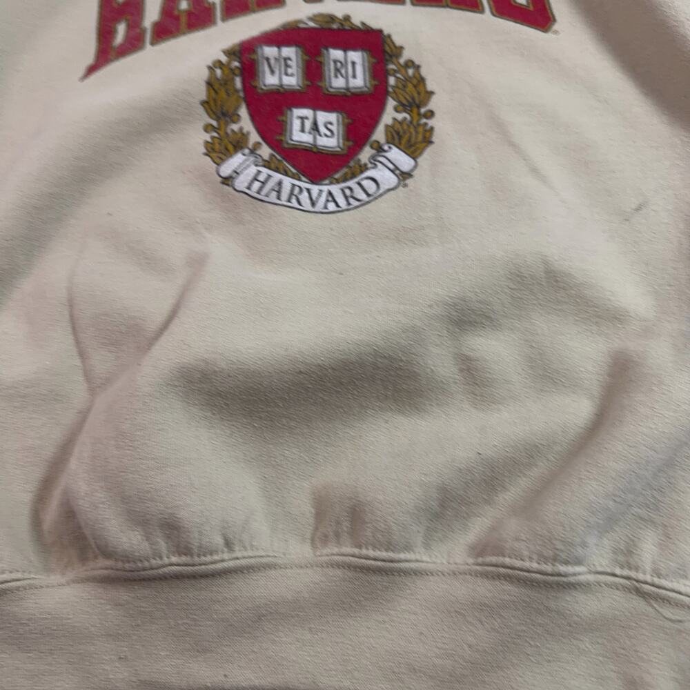 Cream Red Harvard University Collegiate Graphic Long Sleeve Crew Neck Medium - Picture 2 of 12